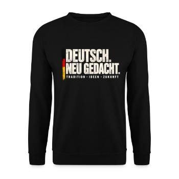 DEUTSCH. NEU GEDACHT. - Unisex Pullover - Schwarz - Vorne - Alina (178cm) & Michal (187cm)