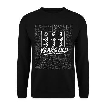 80. Geburtstag Determinant Matrix Mathe-Nerd Lustig - Unisex Pullover - Schwarz - Vorne - Alina (178cm) & Michal (187cm)