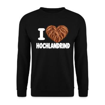 Hochlandrind T-Shirt – Kuh Geschenk, Highland Rind - Unisex Pullover - Schwarz - Vorne - Alina (178cm) & Michal (187cm)