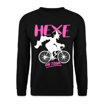 Fahrradfahrerin Bike Fahrrad fahren Frau Sprüche - Unisex Pullover - Schwarz - Vorne - Alina (178cm) & Michal (187cm)