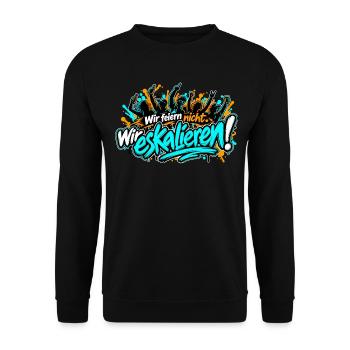 Wir eskalieren! - Unisex Pullover - Schwarz - Vorne - Alina (178cm) & Michal (187cm)