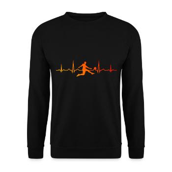 Fussballspielen Herren Fussballspieler Fussball - Unisex Pullover - Schwarz - Vorne - Alina (178cm) & Michal (187cm)