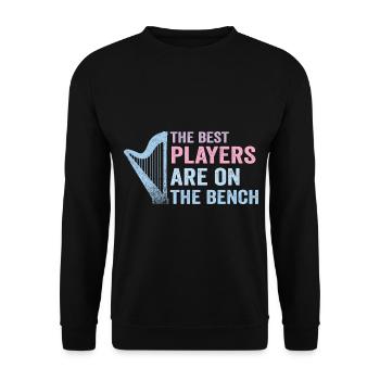 Die Besten Spieler Sitzen Auf Der Bank Harfe - Unisex Pullover - Schwarz - Vorne - Alina (178cm) & Michal (187cm)