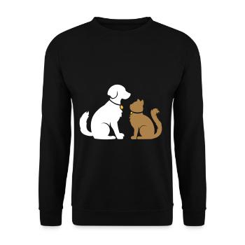 Sweet animal friends - dog and cat - dog and cat - Unisex Sweatshirt - black - Front - Alina (178cm) & Michal (187cm)