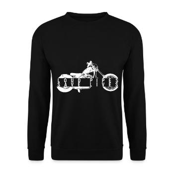loud pipes save lives motorcycle fan biker tuner - Unisex Sweatshirt - black - Front - Alina (178cm) & Michal (187cm)