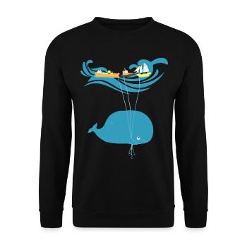 Funny Whale Balloon Sea Ship Kids Gift - Unisex Sweatshirt - black - Front - Alina (178cm) & Michal (187cm)