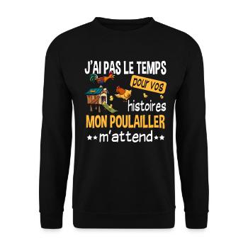 Poulailler poule volaille poussin. Cadeau ferme - Sweat-shirt Unisexe - noir - Devant - Alina (178cm) & Michal (187cm)