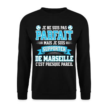 Supporter Football Marseille Fier Être Marseillais - Sweat-shirt Unisexe - noir - Devant - Alina (178cm) & Michal (187cm)