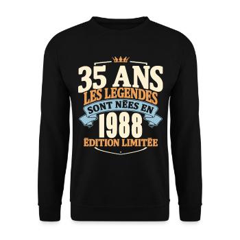 Citation cadeau anniversaire 1988 - 35 ans - Sweat-shirt Unisexe - noir - Devant - Alina (178cm) & Michal (187cm)