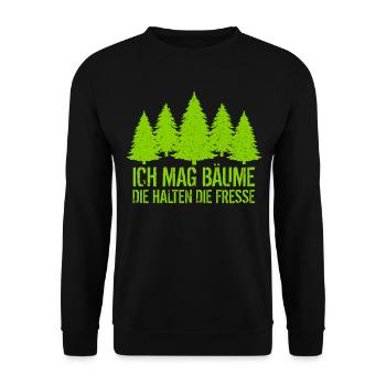 Ich mag Bäume - Die halten die Fresse - Waldliebe - Unisex Pullover - Schwarz - Vorne - Alina (178cm) & Michal (187cm)