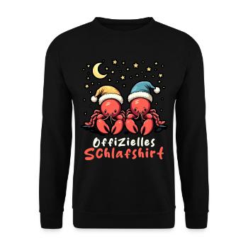 Hummer Schlafshirt Meerestier Pyjama Krabbe Gesche - Unisex Pullover - Schwarz - Vorne - Alina (178cm) & Michal (187cm)