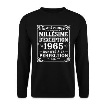 Anniversaire 60 Ans Millésime 1965 Cadeau Fête - Sweat-shirt Unisexe - noir - Devant - Alina (178cm) & Michal (187cm)