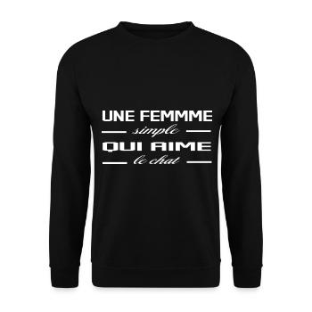 Une Femme Simple Qui Aime Le Chat Humour - Sweat-shirt Unisexe - noir - Devant - Alina (178cm) & Michal (187cm)