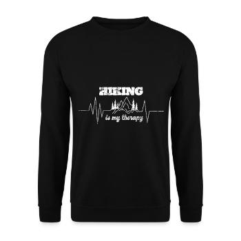 Lustiges Outdoor Outfit für Wanderer - Unisex Pullover - Schwarz - Vorne - Alina (178cm) & Michal (187cm)