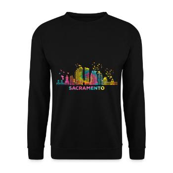 Sacramentan Bunte Skyline Sacramento - Unisex Pullover - Schwarz - Vorne - Alina (178cm) & Michal (187cm)