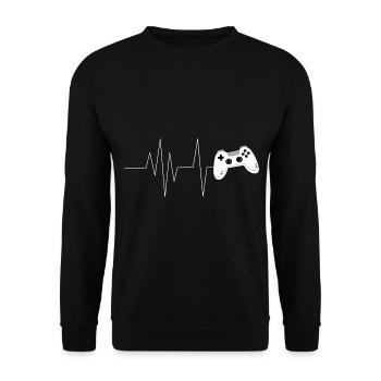 Gaming Retro Geschenkidee - Unisex Pullover - Schwarz - Vorne - Alina (178cm) & Michal (187cm)