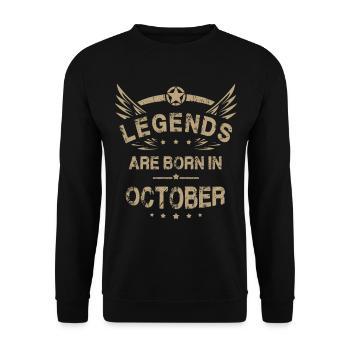 Geburtstag - Legenden sind im Oktober geboren - Unisex Pullover - Schwarz - Vorne - Alina (178cm) & Michal (187cm)