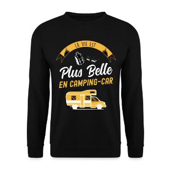 Le vie est plus belle en camping-car - Sweat-shirt Unisexe - noir - Devant - Alina (178cm) & Michal (187cm)