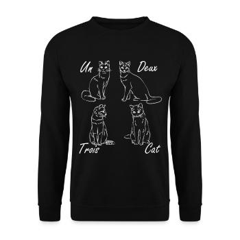 Un Deux Trois Cat - Français - Sweat-shirt Unisexe - noir - Devant - Alina (178cm) & Michal (187cm)