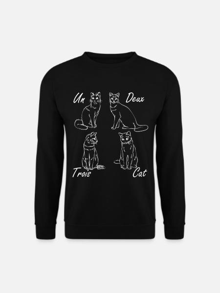 Un Deux Trois Cat - Französisch - Unisex Pullover - Schwarz