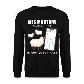 Moutons humour cadeau métier éleveur de berger - Sweat-shirt Unisexe - noir - Devant - Alina (178cm) & Michal (187cm)