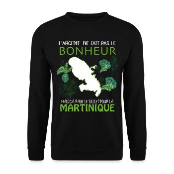 Martinique C'est Du Bonheur Billet Départ - Sweat-shirt Unisexe - noir - Devant - Alina (178cm) & Michal (187cm)