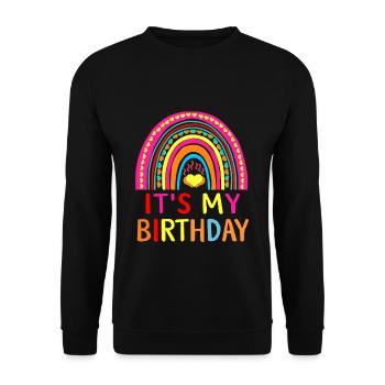 fille c’est mon anniversaire fille arc-en-ciel anniversaire - Sweat-shirt Unisexe - noir - Devant - Alina (178cm) & Michal (187cm)