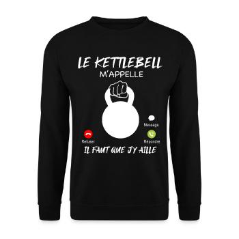 Le Kettlebell M'Appelle Cadeau Sport Entrainement - Sweat-shirt Unisexe - noir - Devant - Alina (178cm) & Michal (187cm)