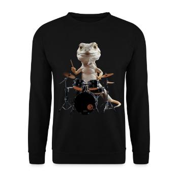 Eidechse Schlagzeug - Unisex Pullover - Schwarz - Vorne - Alina (178cm) & Michal (187cm)