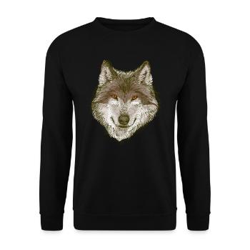 wolf - Unisex Sweatshirt - black - Front - Alina (178cm) & Michal (187cm)