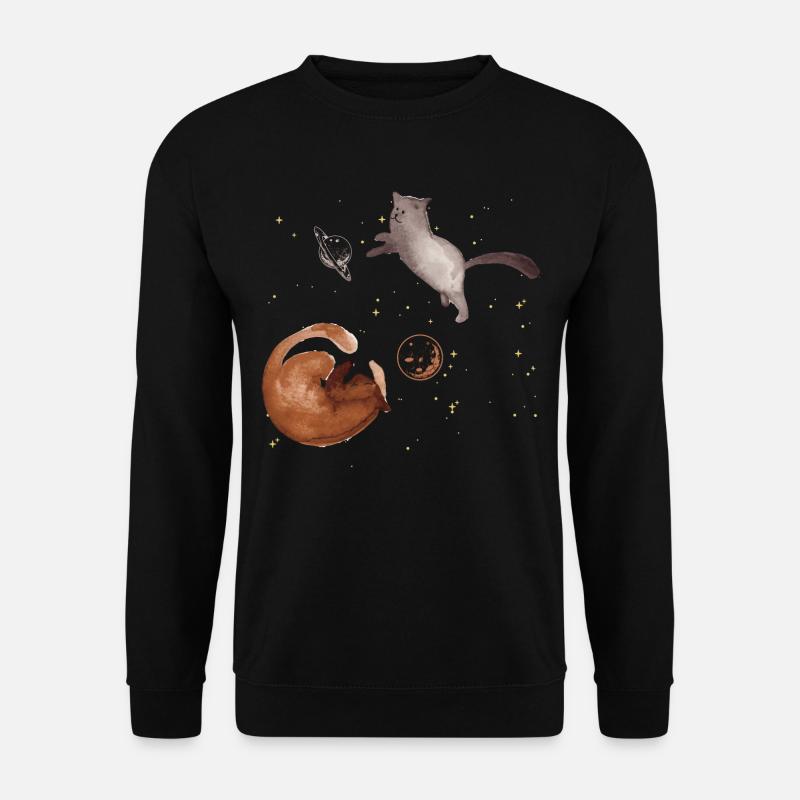 Katze Kosmos Planeten Universum - Unisex Pullover - Schwarz
