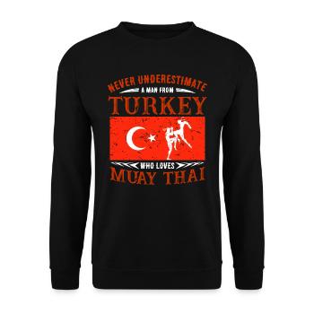 Türkei Geschenk Muay Thai Turkey Thai Boxen Shirt - Unisex Pullover - Schwarz - Vorne - Alina (178cm) & Michal (187cm)