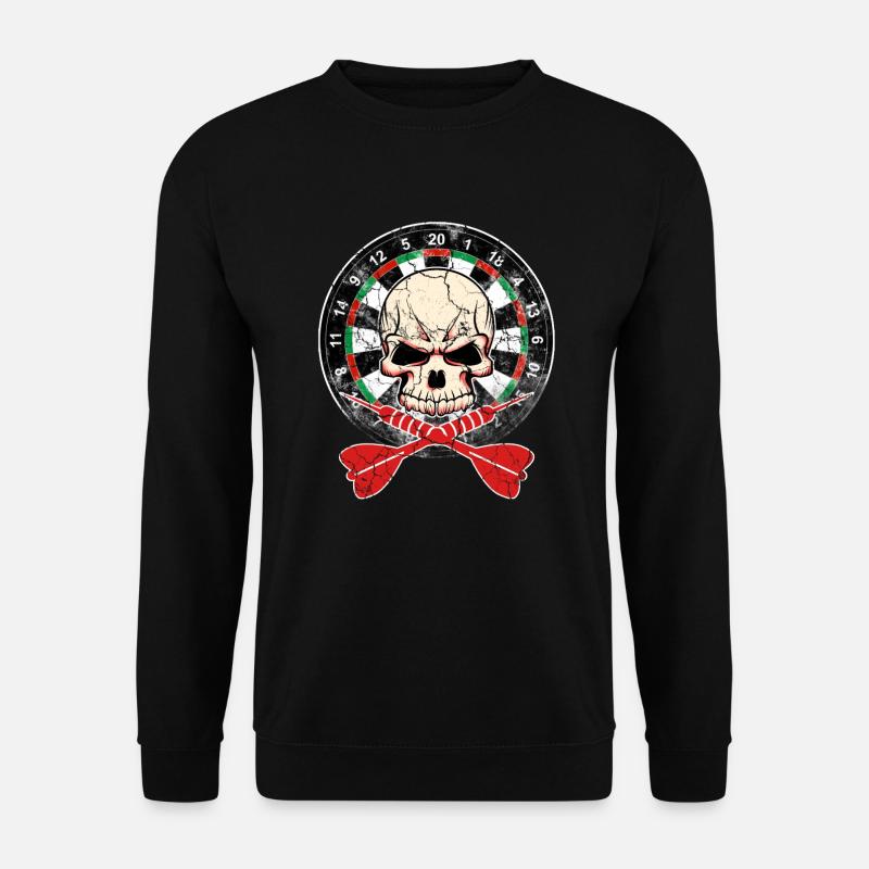 Dartscheibe Geschenk Dartpfeile Wurfpfeil Schädel - Unisex Pullover - Schwarz