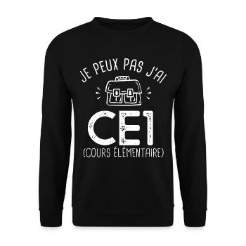 je peux pas j ai CE1 rentréee des classes école - Sweat-shirt Unisexe - noir - Devant - Alina (178cm) & Michal (187cm)