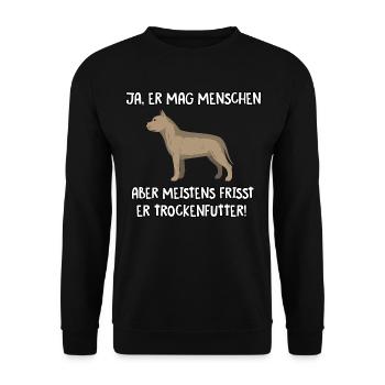 Ja er mag Menschen Pitbull - Unisex Pullover - Schwarz - Vorne - Alina (178cm) & Michal (187cm)