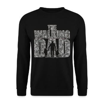Le papa qui marche Cadeau de fête des pères - Sweat-shirt Unisexe - noir - Devant - Alina (178cm) & Michal (187cm)
