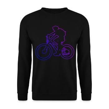 Radsport Mountainbike Radfahrer Mountainbiker - Unisex Pullover - Schwarz - Vorne - Alina (178cm) & Michal (187cm)