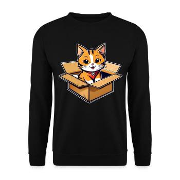 Cute cat in cardboard box - Unisex Sweatshirt - black - Front - Alina (178cm) & Michal (187cm)