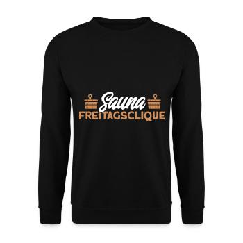 Sauna Sauna Freitagsclique Geschenk - Unisex Pullover - Schwarz - Vorne - Alina (178cm) & Michal (187cm)