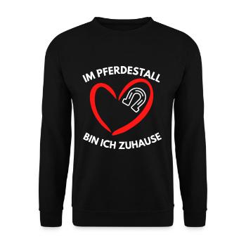 Reiten Pferdestall zuhause Pferd liebe geschenk - Unisex Pullover - Schwarz - Vorne - Alina (178cm) & Michal (187cm)