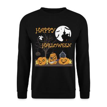 Halloween Creepy Pumpkin, T-Shirt de chauve-souris - Sweat-shirt Unisexe - noir - Devant - Alina (178cm) & Michal (187cm)