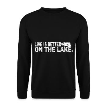 Fischen Dad Geschenkidee - Unisex Pullover - Schwarz - Vorne - Alina (178cm) & Michal (187cm)