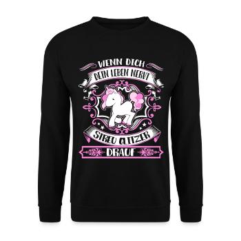 Unicorn - life sucks - glitter sprinkle - Unisex Sweatshirt - black - Front - Alina (178cm) & Michal (187cm)