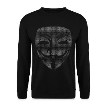 Guy Fawkes Maske Binary - Unisex Pullover - Schwarz - Vorne - Alina (178cm) & Michal (187cm)