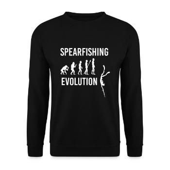 Spearfishing Menschliche Evolution Speerfischen - Unisex Pullover - Schwarz - Vorne - Alina (178cm) & Michal (187cm)