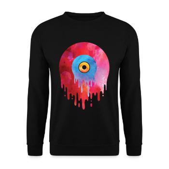 Schmelzende Vinylplatte T-Shirt Oldschool Musik Gr - Unisex Pullover - Schwarz - Vorne - Alina (178cm) & Michal (187cm)