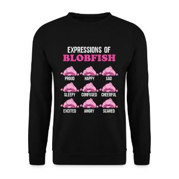 Expressions of Blobfish | Funny blobfish meme - Unisex Sweatshirt - black - Front - Alina (178cm) & Michal (187cm)