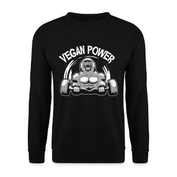 Vegan Power Gorilla Bodybuilder Fitness Workout - Sweat-shirt Unisexe - noir - Devant - Alina (178cm) & Michal (187cm)