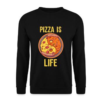 Pizza Is Life Ying & Yang Couple Pizzeria Couple - Unisex Sweatshirt - black - Front - Alina (178cm) & Michal (187cm)