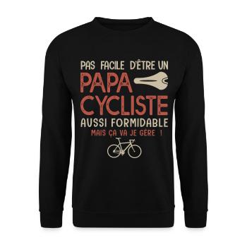papa cycliste formidable vélo velo - Sweat-shirt Unisexe - noir - Devant - Alina (178cm) & Michal (187cm)